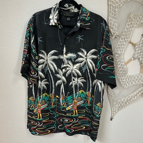 Vintage Silk Hawaiian Button Down Shirt - Picture 1 of 10